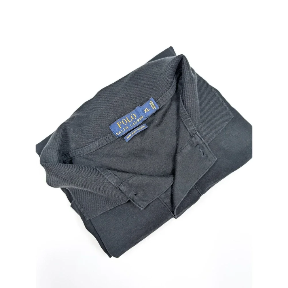 Polo Ralph Lauren‎ Pima Soft Touch Black 1/4 Button S/Sleeve Polo Men's Size XL